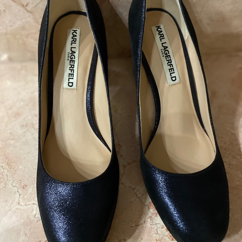 Karl Lagerfeld midnight blue glitter shoes
